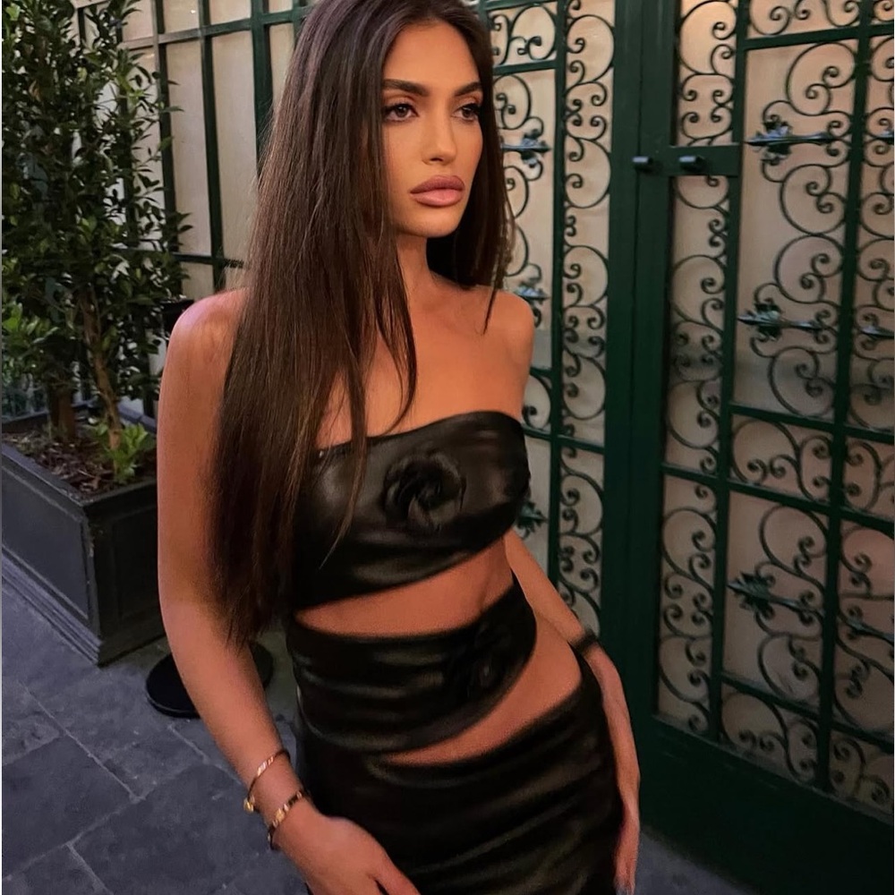 Sabine Faux Leather Midi Dress in Black
LOVERS AND FRIENDS